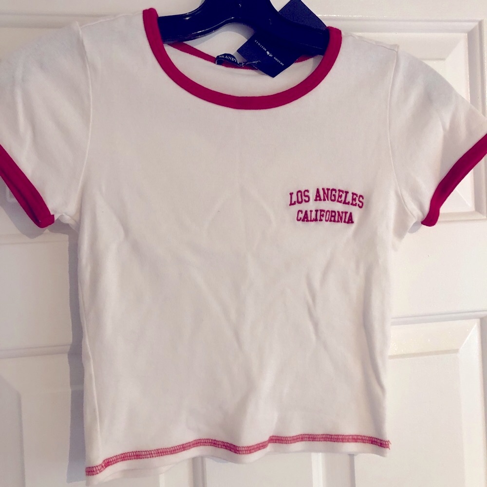 Brandy Melville White and Red Top